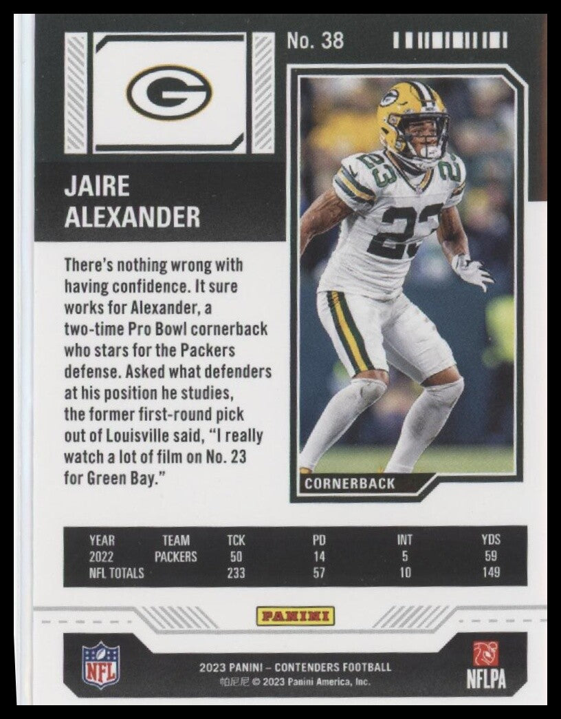 2023 Panini Contenders #38 Jaire Alexander