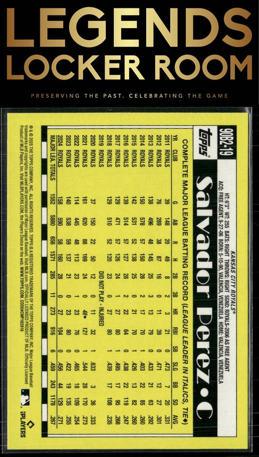 2025 Topps Salvador Perez 1990 Topps Baseball 35th Anniversary