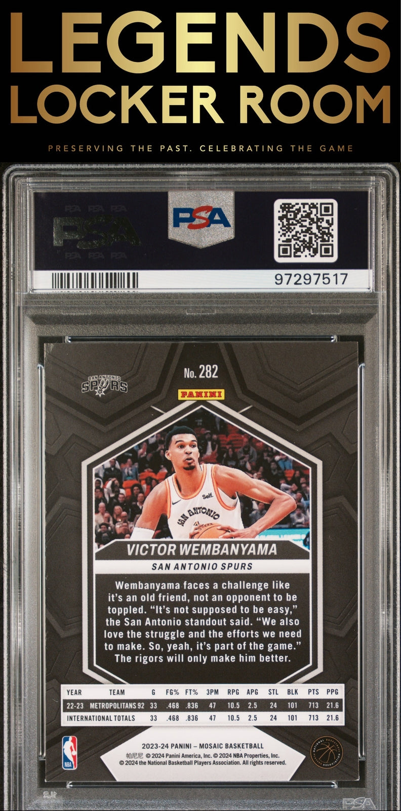 2023 Panini Mosaic #282 Victor Wembanyama PSA 9