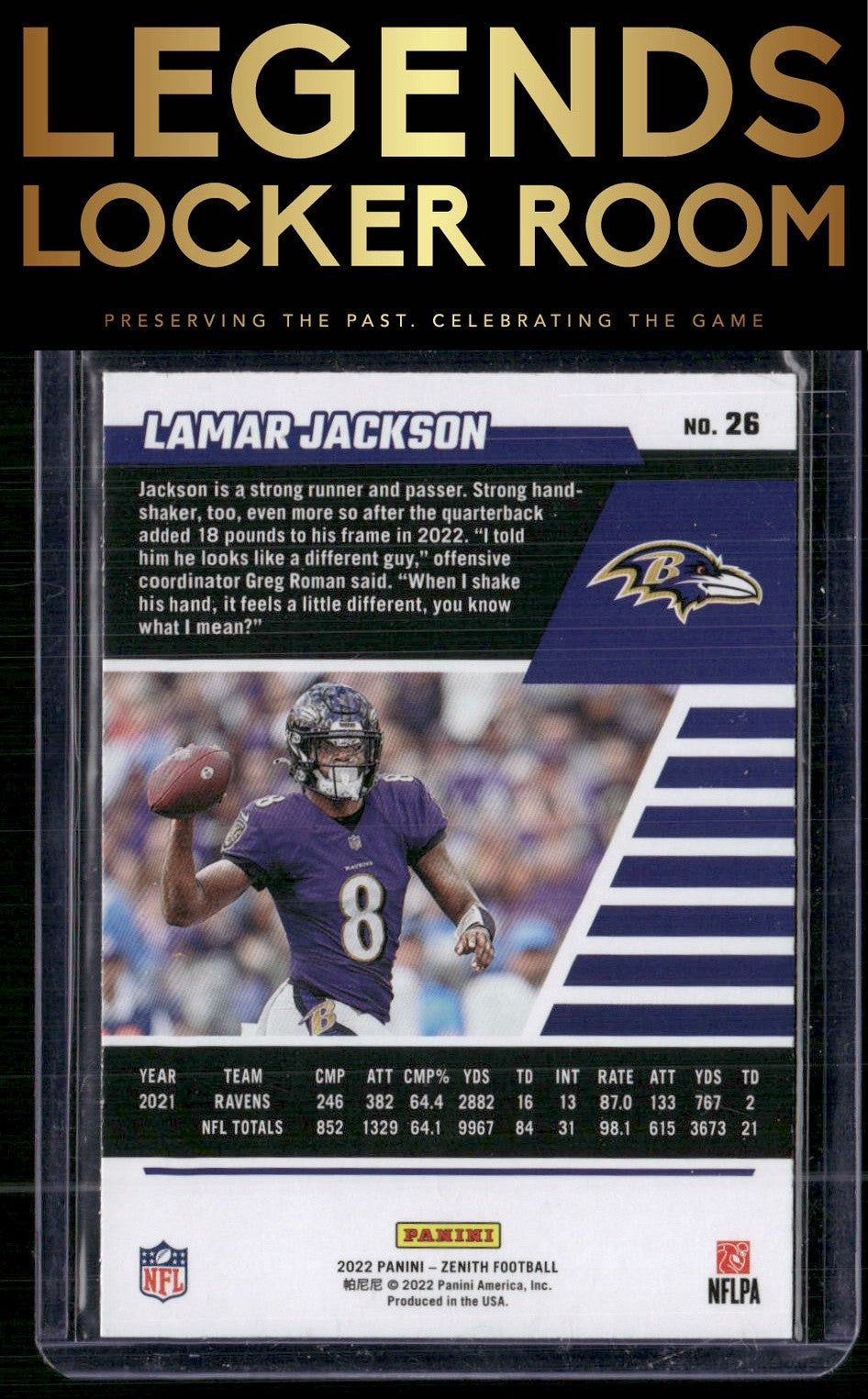 2022 Zenith #26 Lamar Jackson Retail