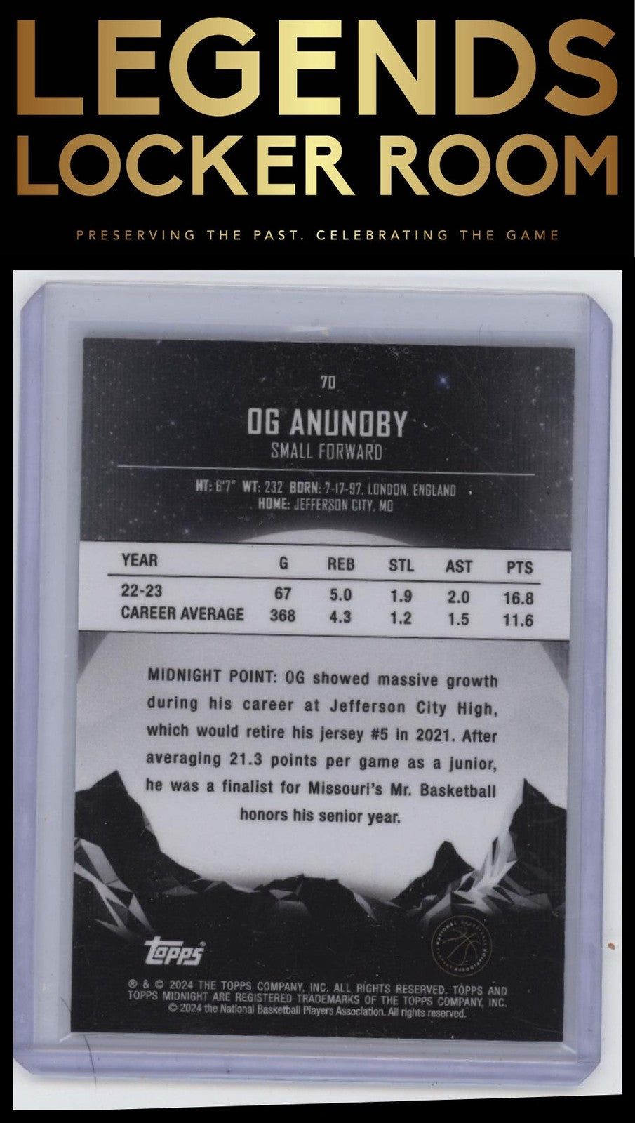 2023-24 Topps Midnight #70 OG Anunoby