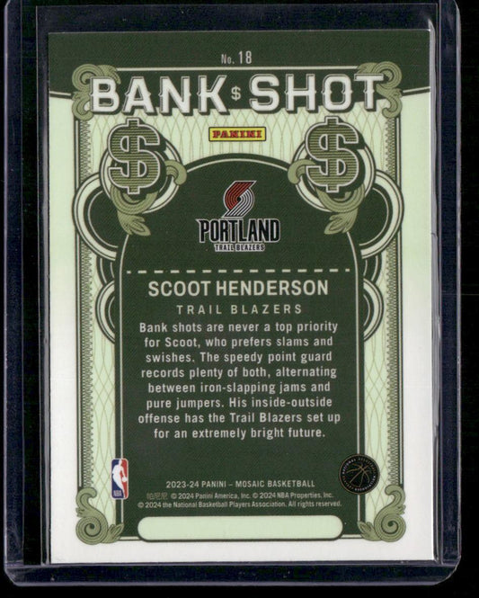 2023-24 Panini Mosaic #18 Scoot Henderson Bank Shot
