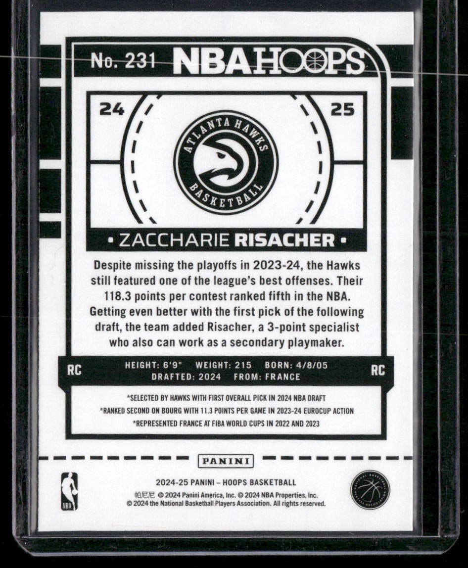 2024-25 Hoops #231 Zaccharie Risacher
