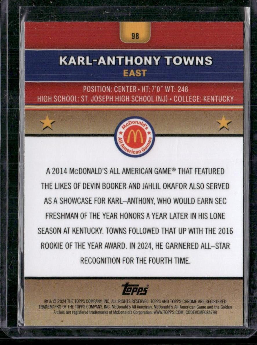 2024 Topps Chrome McDonald's All-American #98 Karl-Anthony Towns