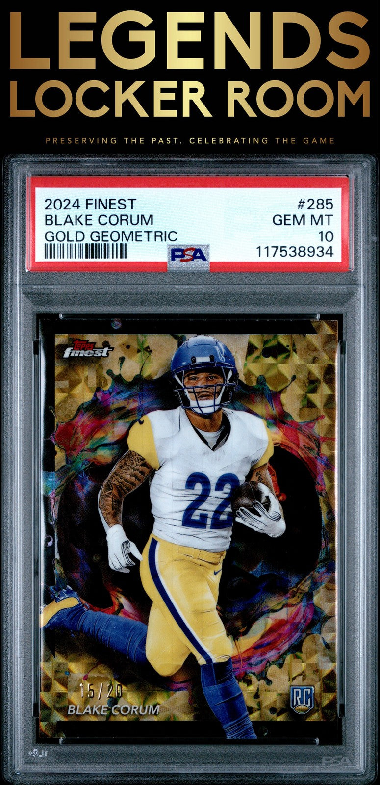 2024 Topps Finest #285 Blake Corum Gold Geometric PSA 10