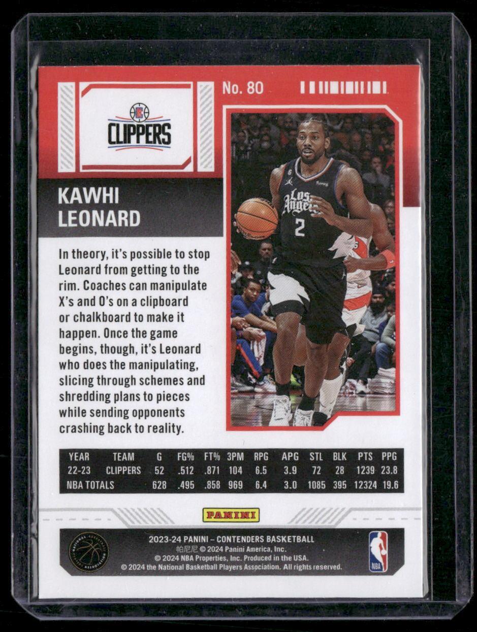 2023-24 Panini Contenders #80 Kawhi Leonard Season Ticket Retail