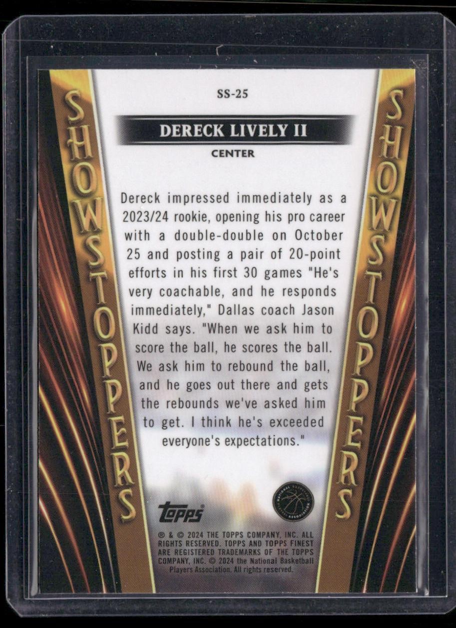 2023-24 Finest #SS-25 Dereck Lively II Showstoppers Blue Refractors #/150