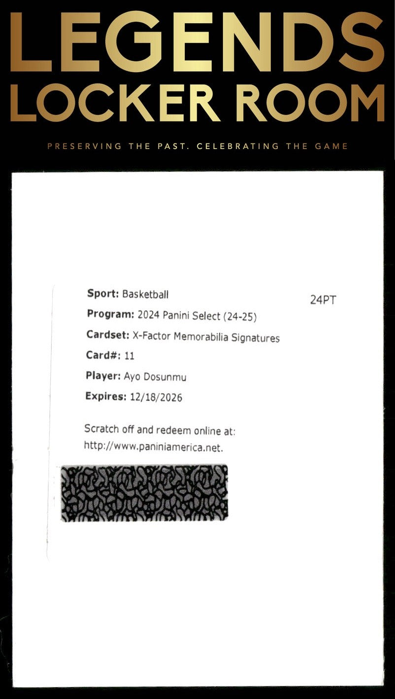 2024-25 Panini Select #4 Ayo Dosunmu X-Factor Memorabilia Signature