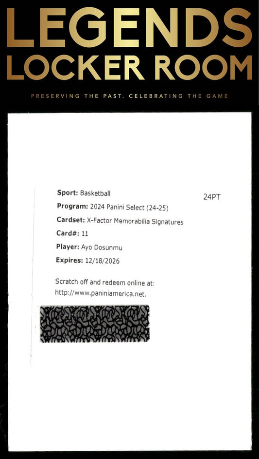 2024-25 Panini Select #4 Ayo Dosunmu X-Factor Memorabilia Signature