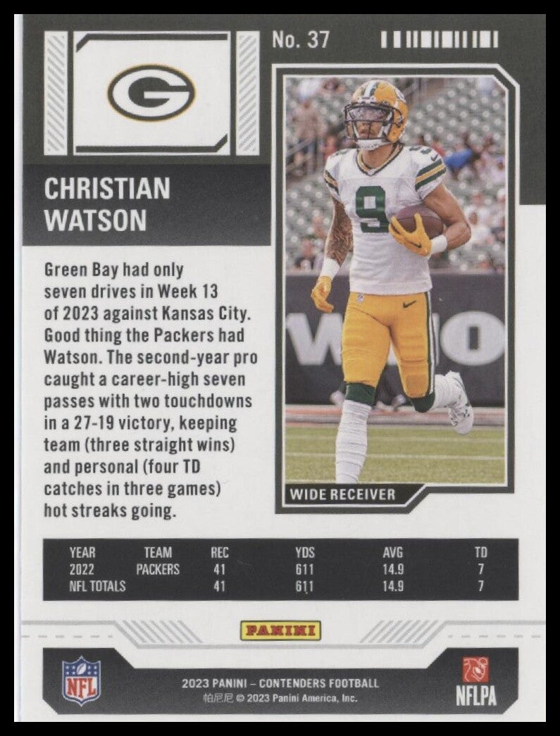 2023 Panini Contenders #37 Christian Watson