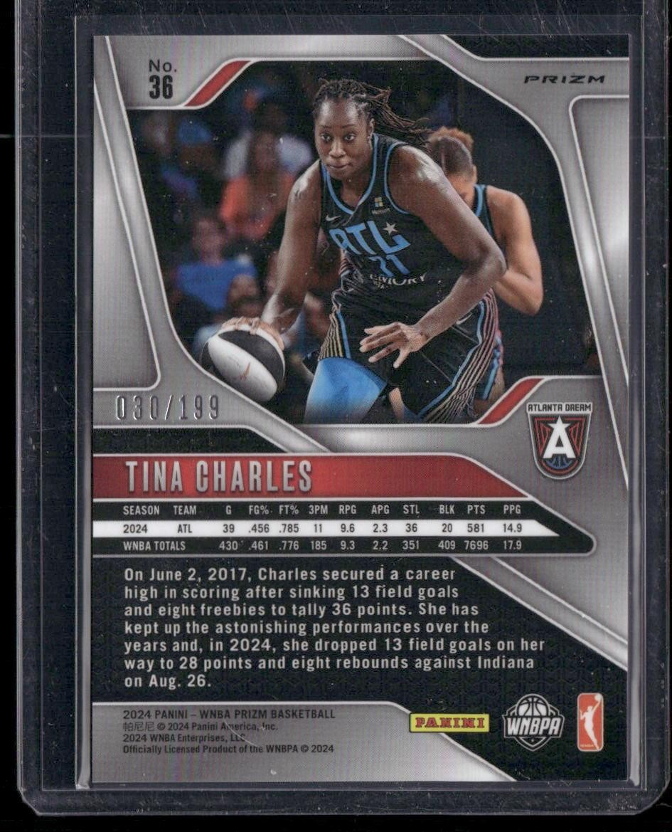 2024 Panini Prizm WNBA #36 Tina Charles Blue Prizms #/199