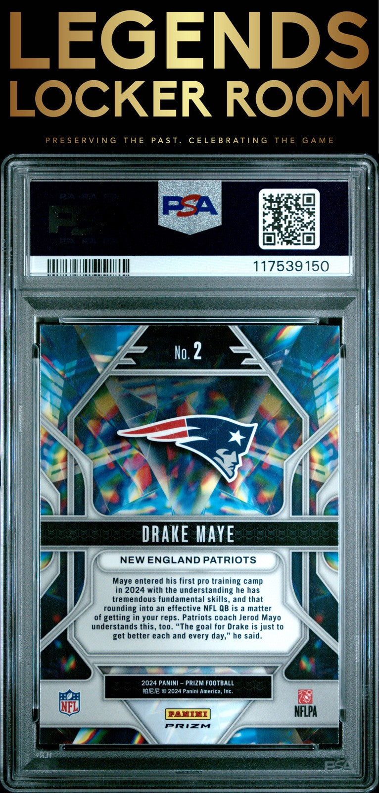2024 Panini Prizm Prizmatic #2 Drake Maye Prizmatic-Silver Prizm PSA 10