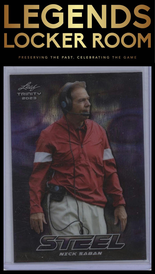 2023 Leaf Trinity - Steel Purple Lava #S-60 Nick Saban #/49