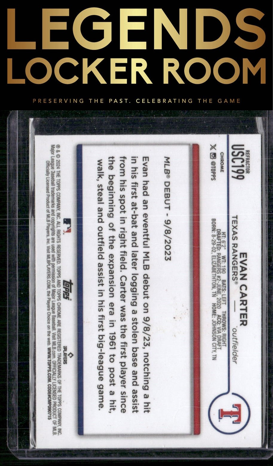 2024 Topps Chrome Update #USC199 Evan Carter Refractors