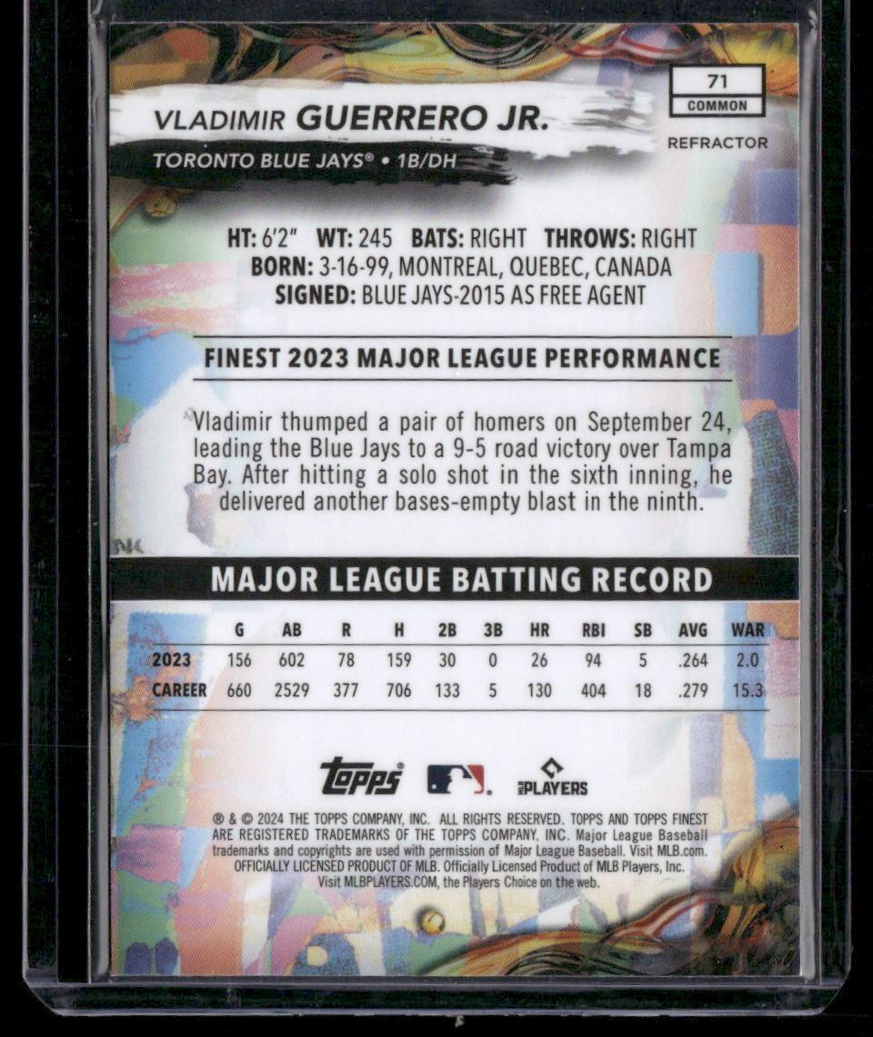 2024 Finest #71 Vladimir Guerrero Jr. Refractors