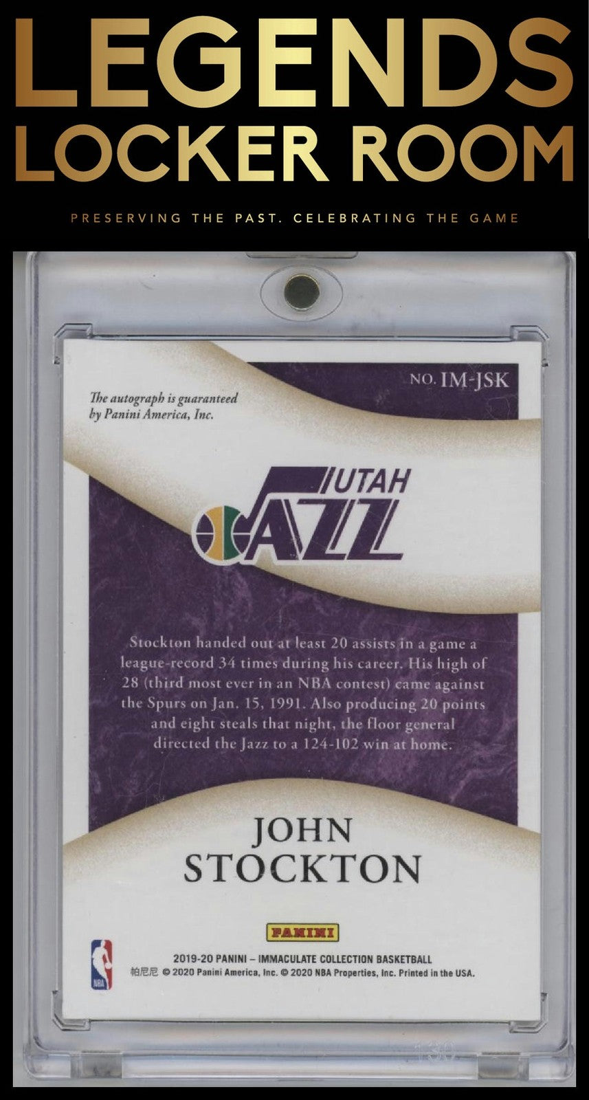 2019-20 Panini Immaculate Collection John Stockton Immaculate Moments #/49