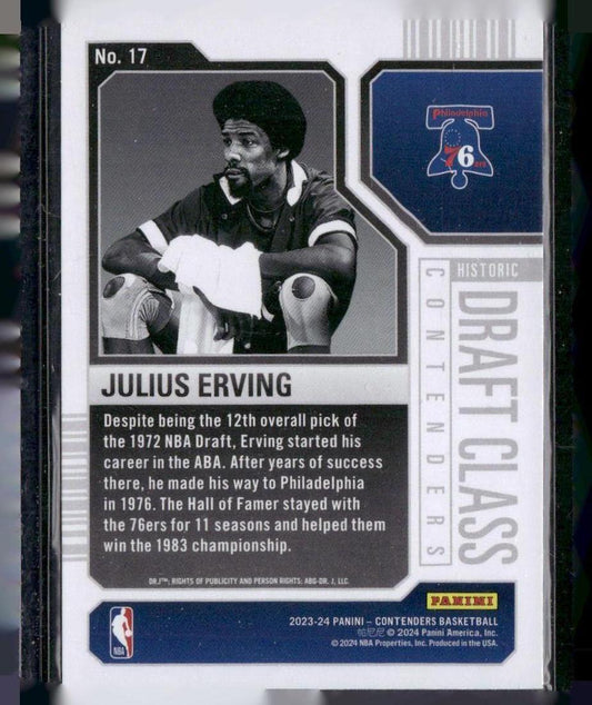 2023-24 Panini Contenders #17 Julius Erving Historic Draft Class Contenders