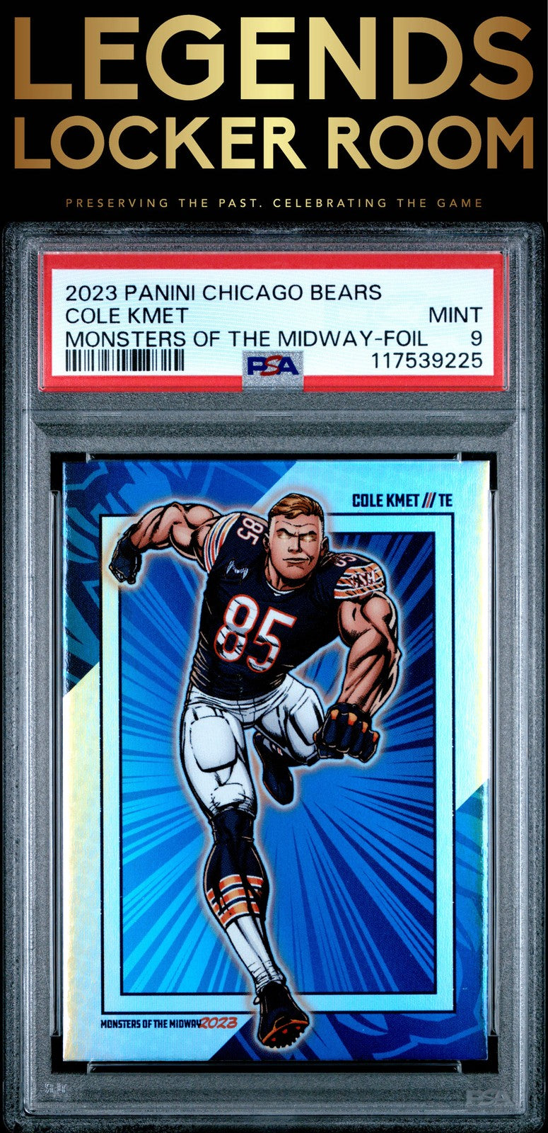 2023 Panini Chicago Bears Monsters Of The Midway Cole Kmet Foil PSA 9