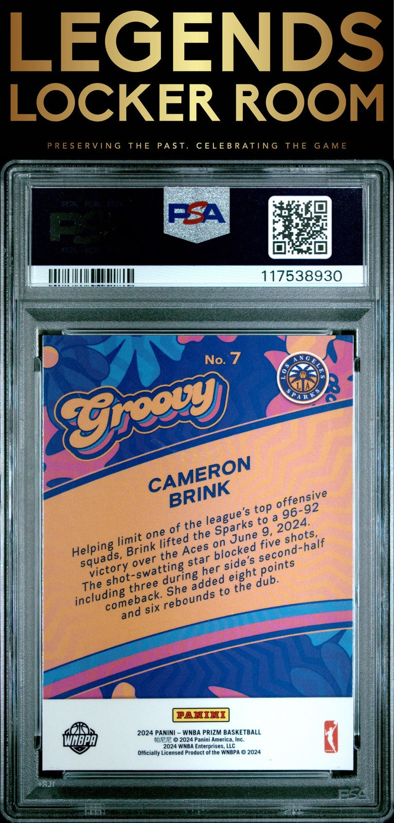 2024 Panini Prizm Wnba Groovy #7 Cameron Brink PSA 10