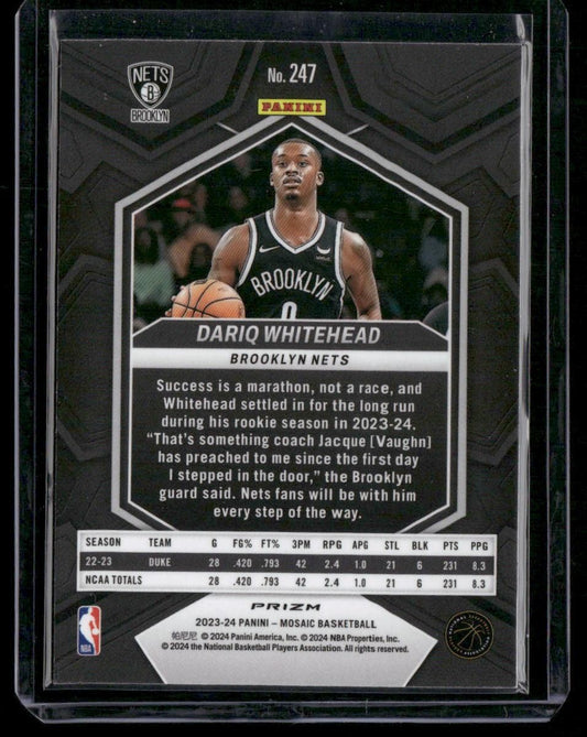 2023-24 Panini Mosaic #247 Dariq Whitehead Mosaic
