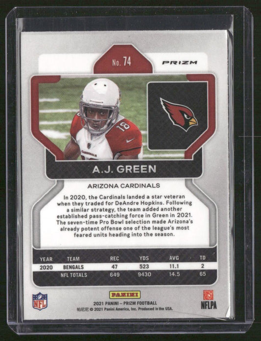 2021 Panini Prizm #74 A.J. Green Silver