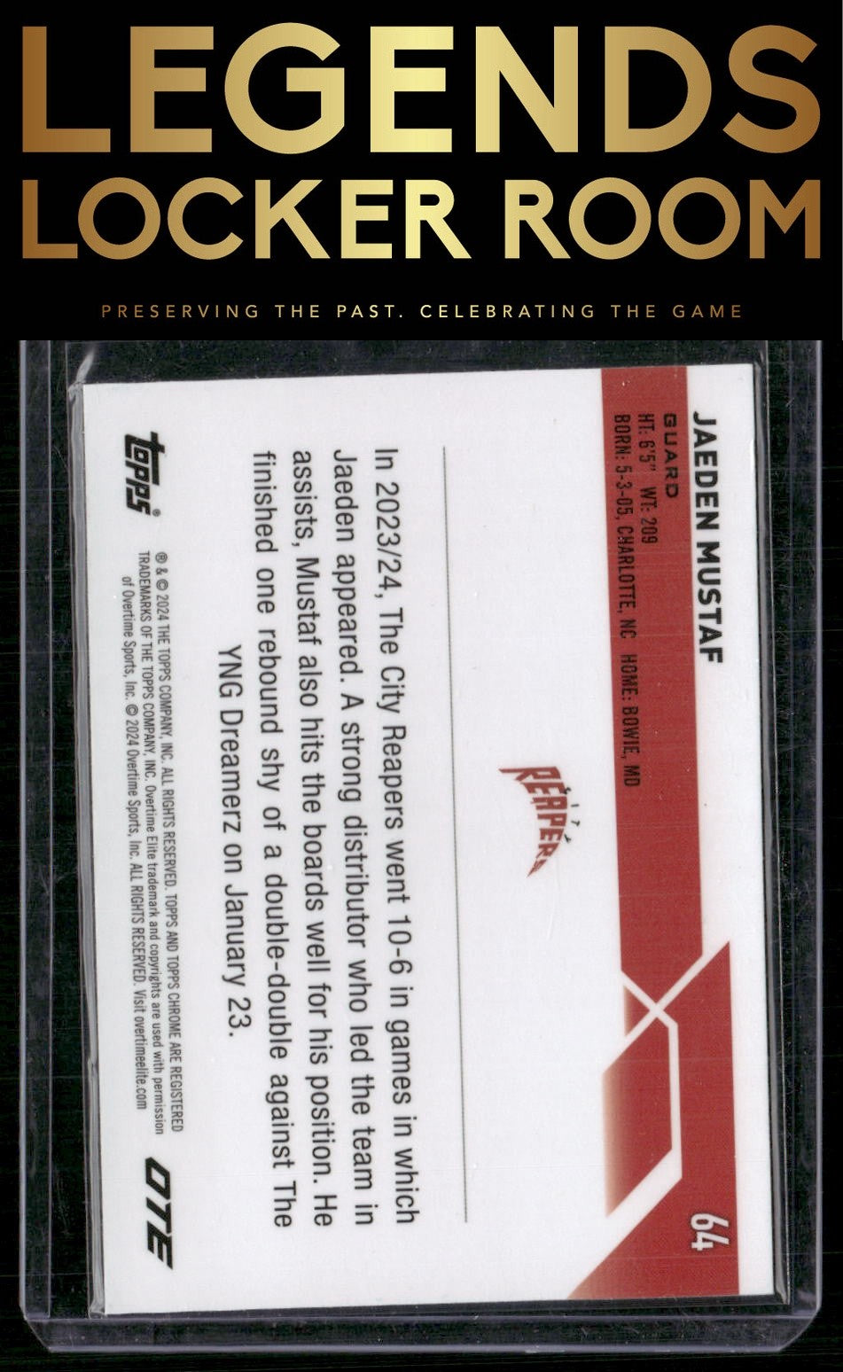 2023-24 Topps Chrome Overtime Elite #64 Jaeden Mustaf