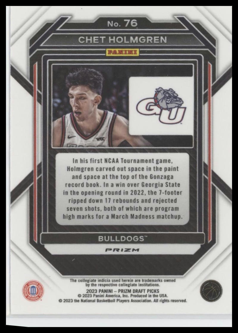 2023 Panini Prizm Draft Picks #76 Chet Holmgren Red Ice