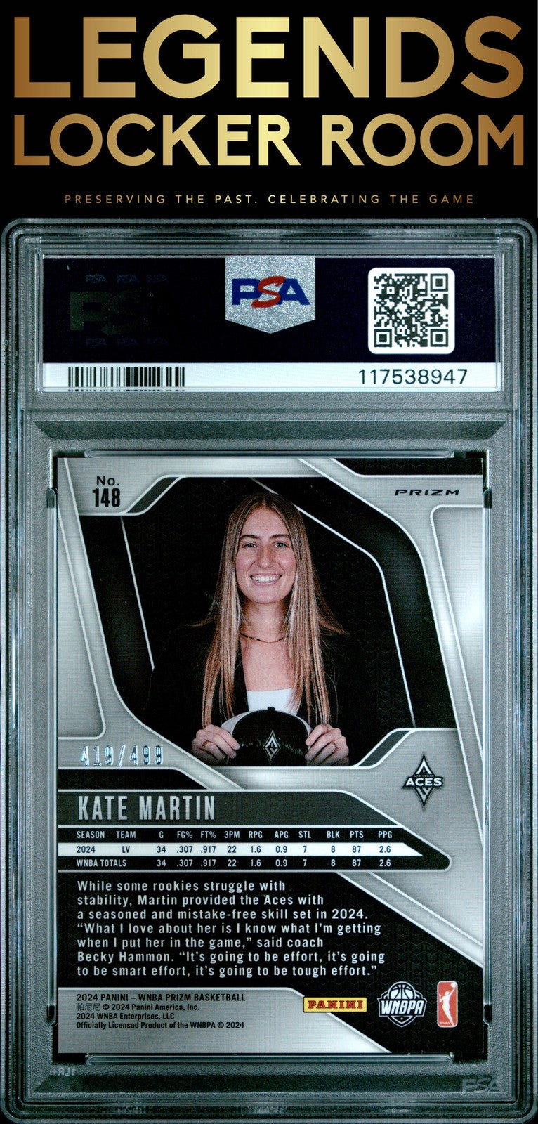 2024 Panini Prizm Wnba #148 Kate Martin Pulsar PSA 9