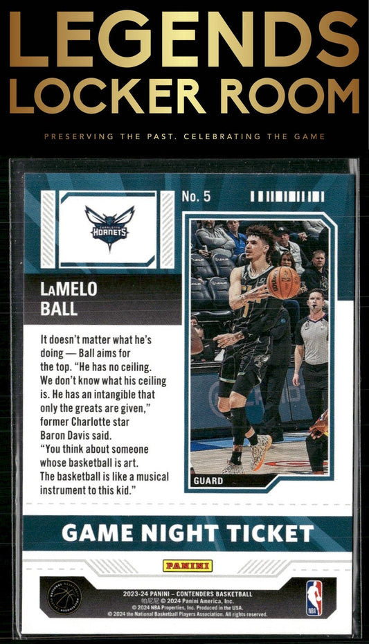 2023-24 Panini Contenders #5 LaMelo Ball Game Night Ticket