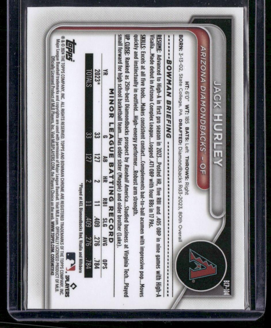 2024 Bowman Sapphire Edition #BCP-104 Jack Hurley