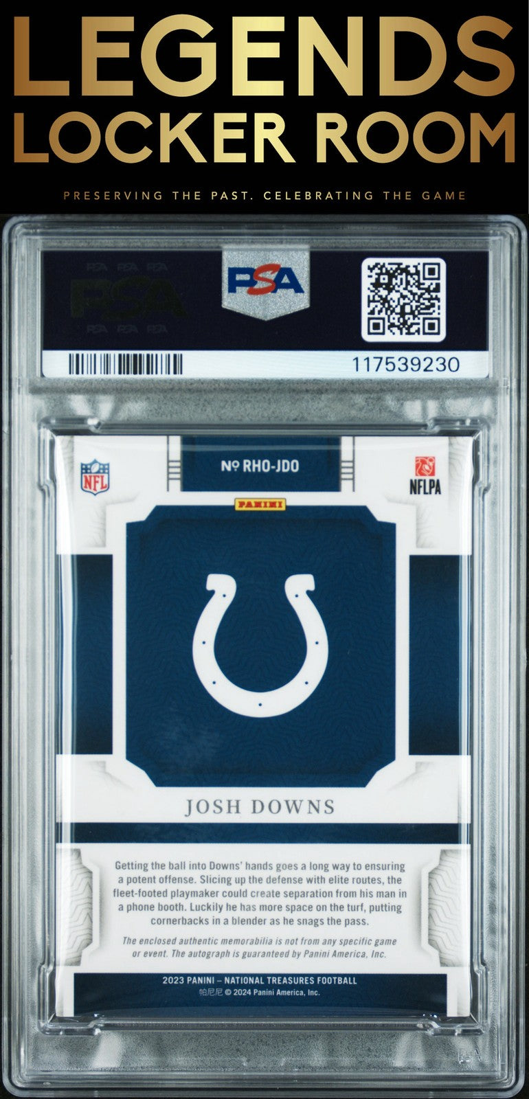 2023 Panini National Treasures Rookie Hats Off Signatures Josh Downs 1/3 PSA 9