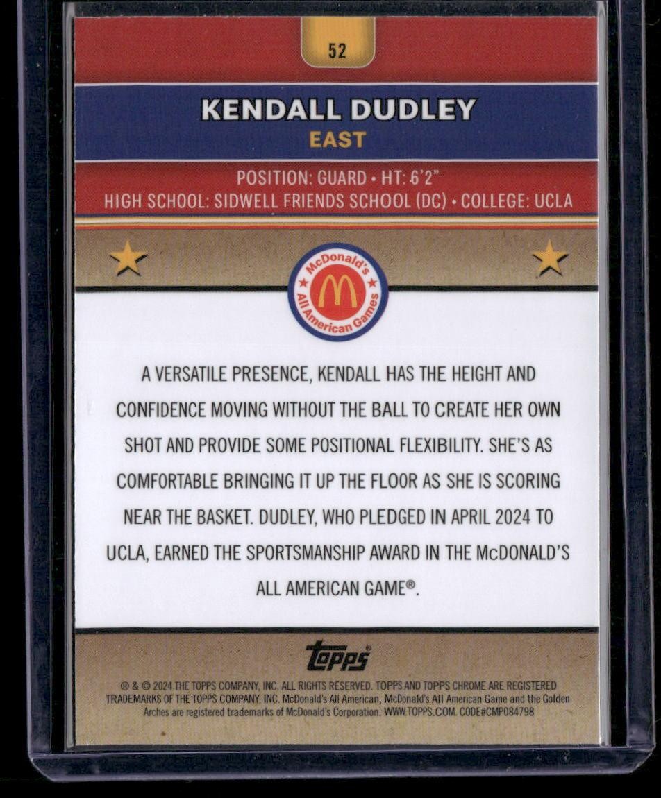 2024 Topps Chrome McDonald's All-American #52 Kendall Dudley