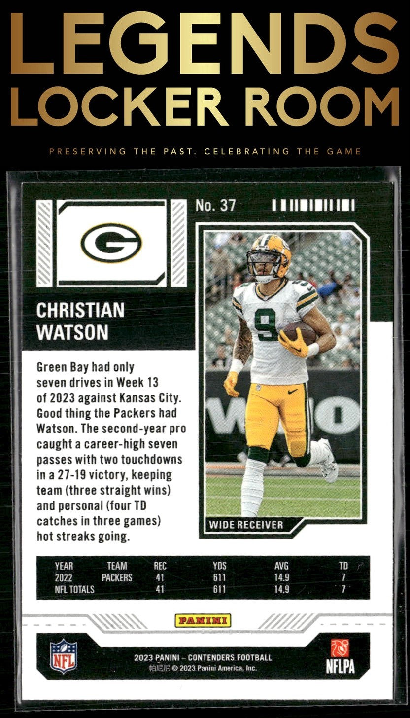 2023 Panini Contenders #37 Christian Watson Season Ticket Retail