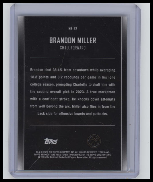 2023-24 Topps Midnight #NB-22 Brandon Miller Nightball Moon Beam