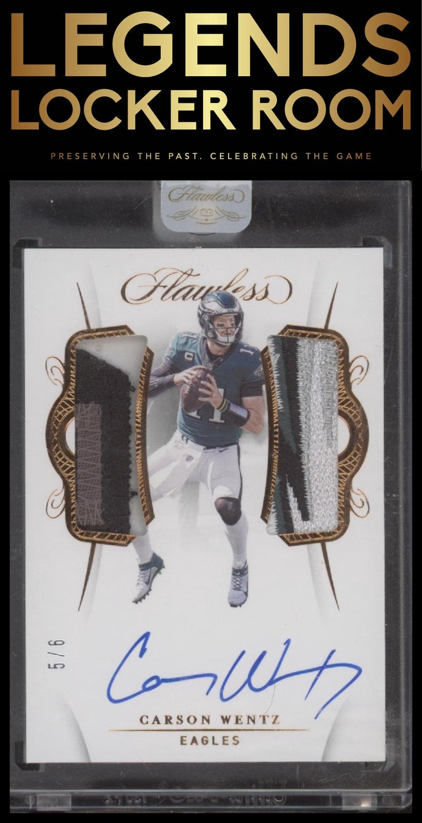 2020 Panini Flawless Carson Wentz Football Dual Patch Auto Bronze /6