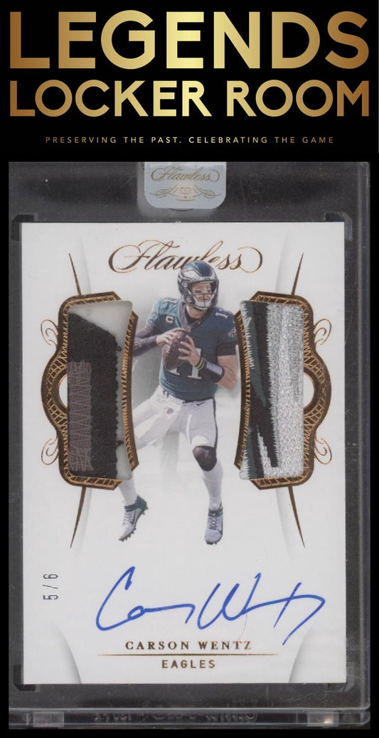 2020 Panini Flawless Carson Wentz Football Dual Patch Auto Bronze /6