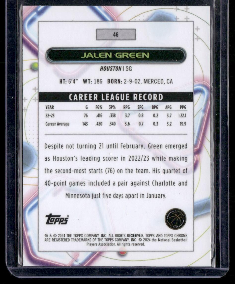 2023-24 Topps Chrome Cosmic #46 Jalen Green Pink Galaxy Refractors