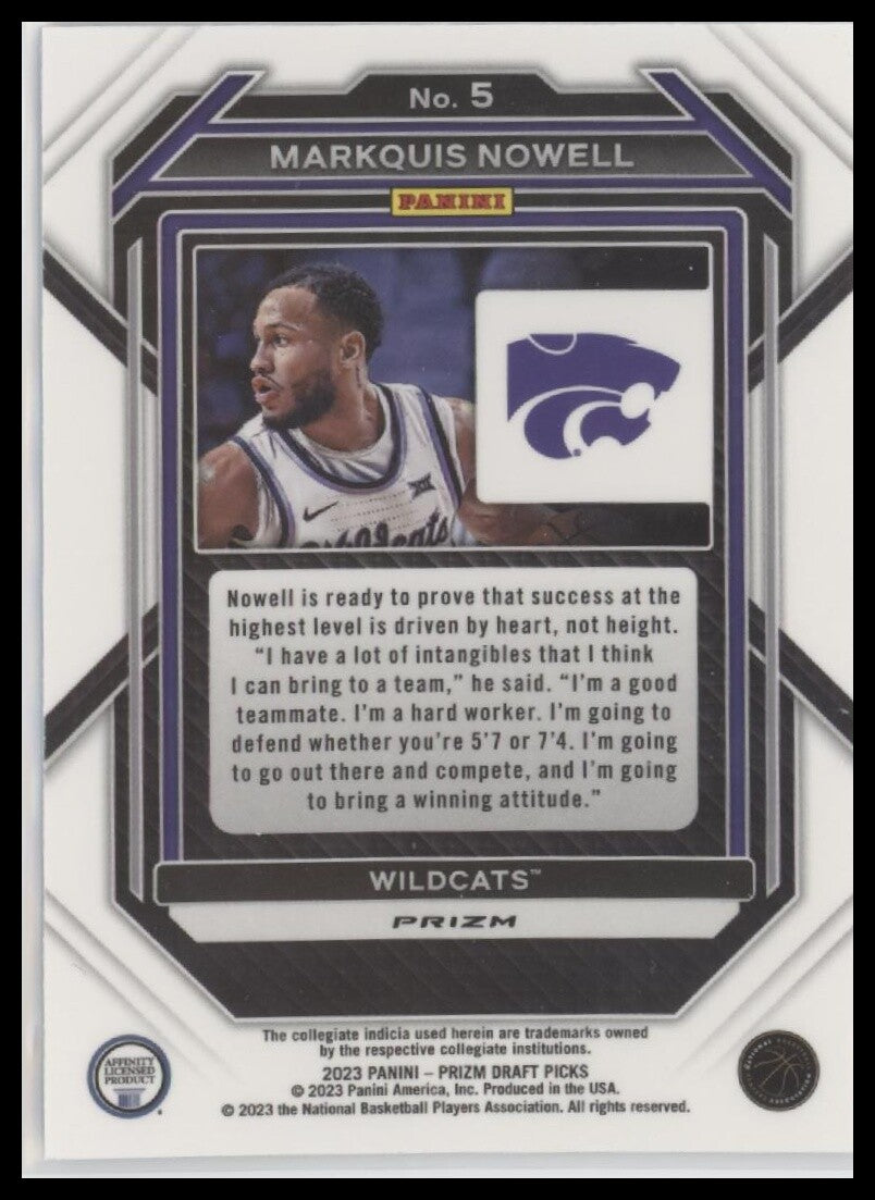 2023 Panini Prizm Draft Picks #5 Markquis Nowell Purple Wave