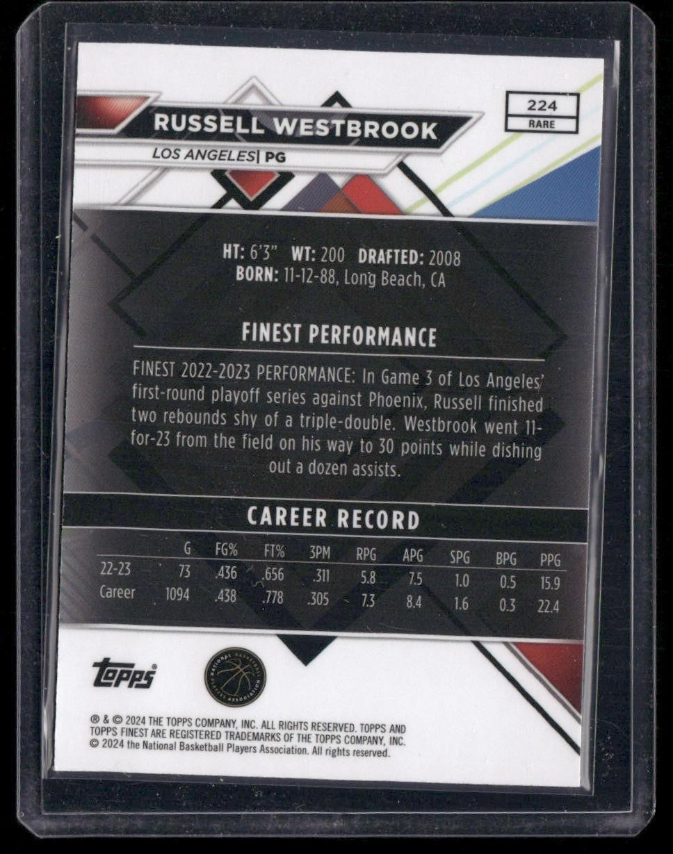2023-24 Finest #224 Russell Westbrook Purple Checkerboard Refractors #/75