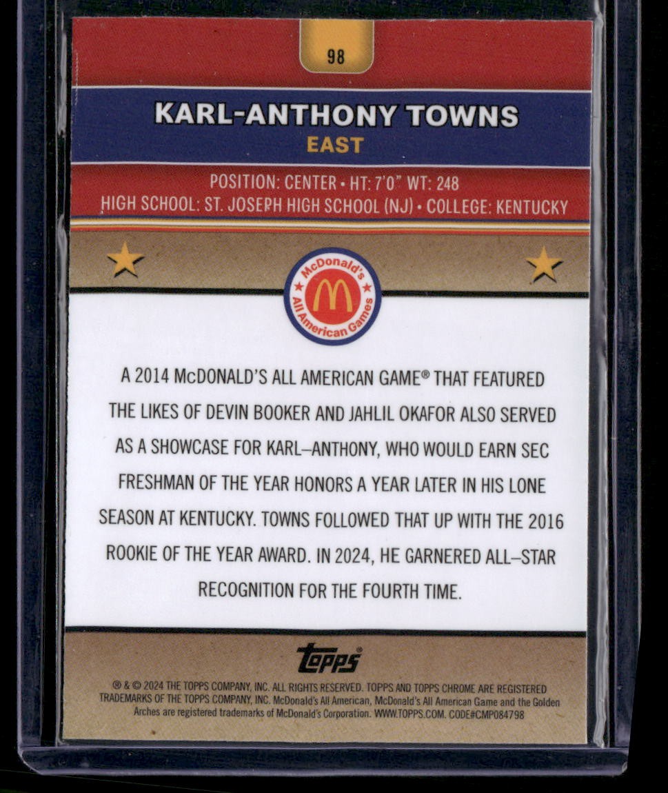 2024 Topps Chrome McDonald's All-American #98 Karl-Anthony Towns