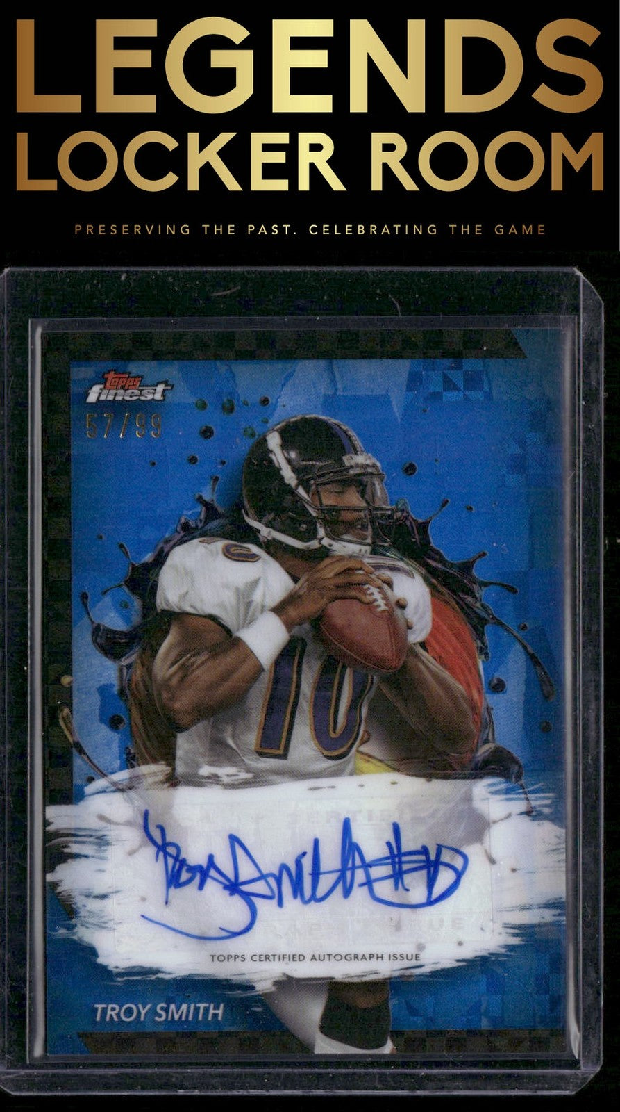 2024 Finest #FA-TS Troy Smith Finest Autographs Blue Checkerboard Refractor #/99