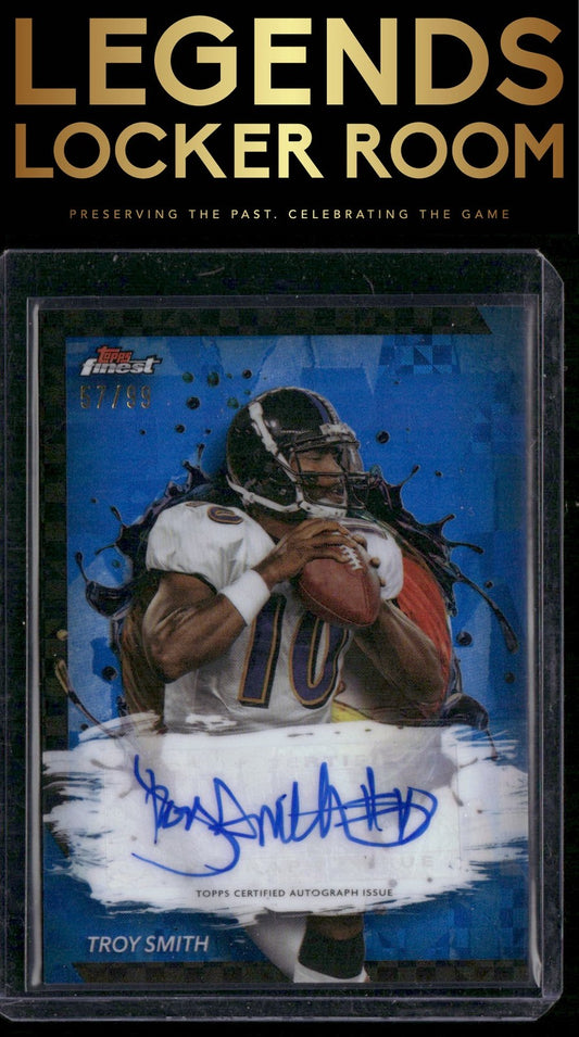 2024 Finest #FA-TS Troy Smith Finest Autographs Blue Checkerboard Refractor #/99