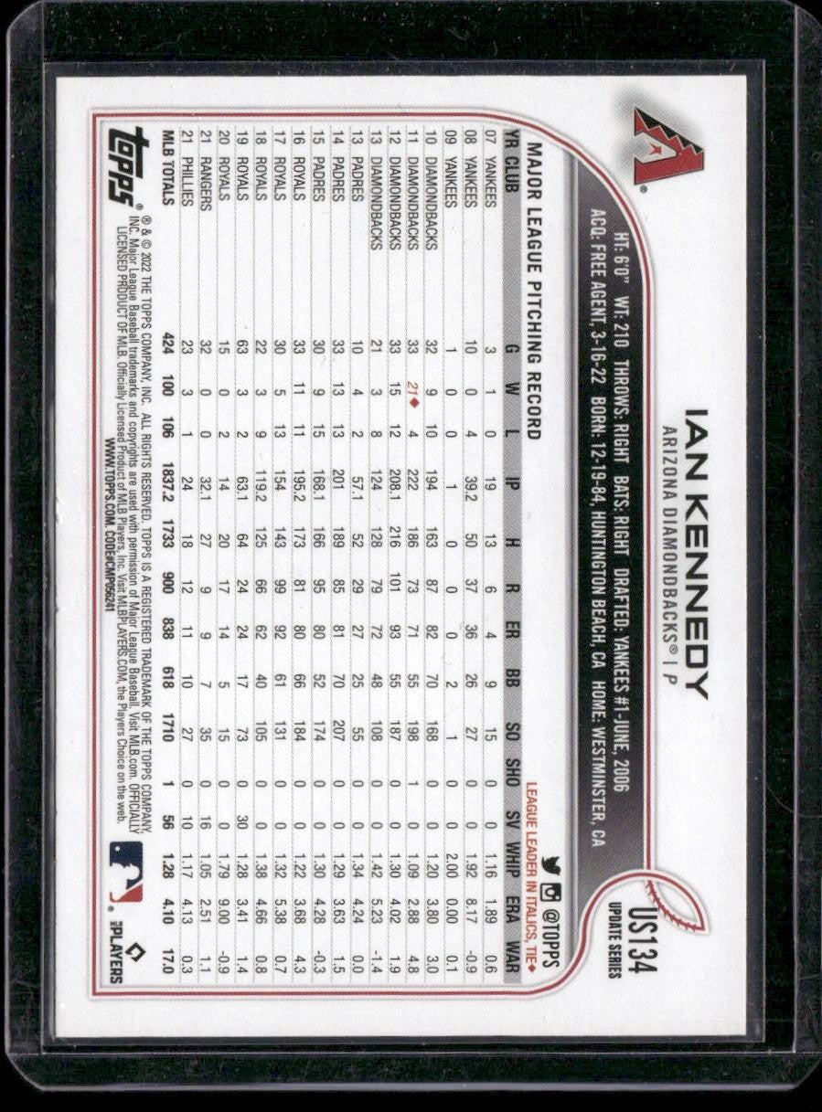 2022 Topps Update #US134 Ian Kennedy