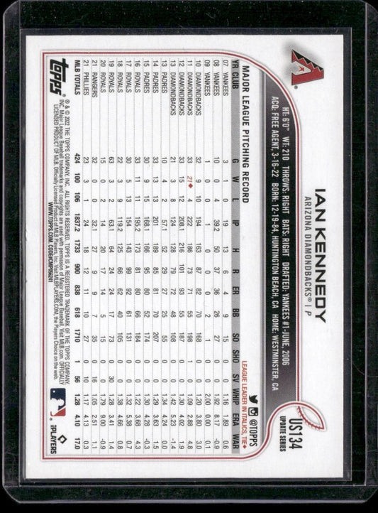 2022 Topps Update #US134 Ian Kennedy
