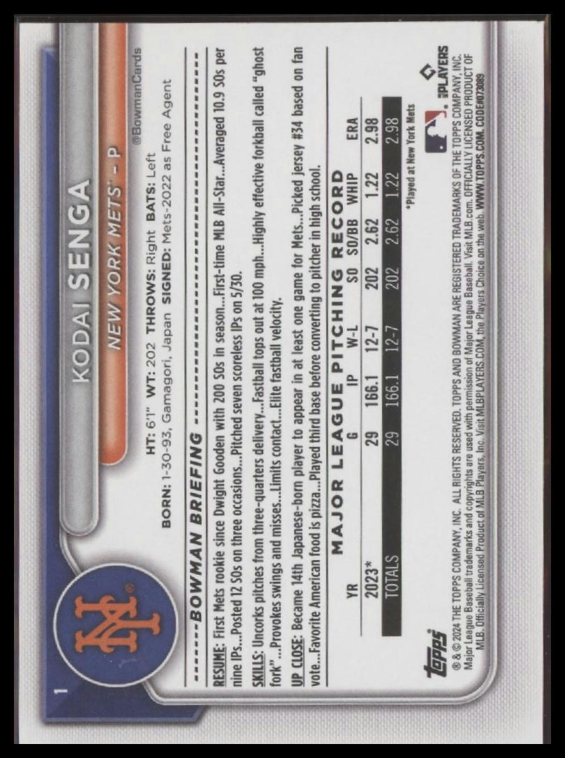 2024 Bowman #1 Kodai Senga