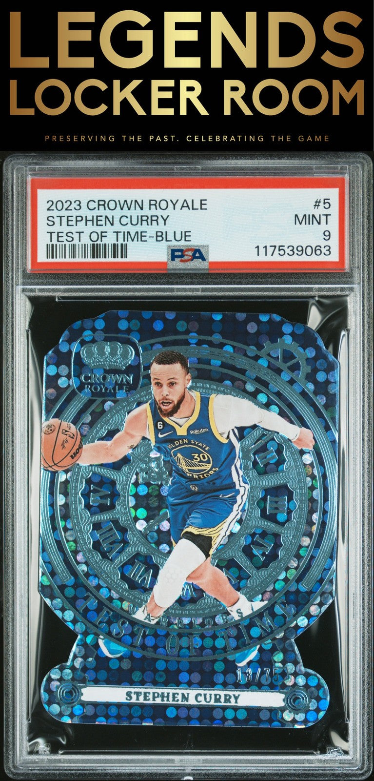 2023 Panini Crown Royale Test Of Time #5 Stephen Curry Test Of Time-Blue PSA 9