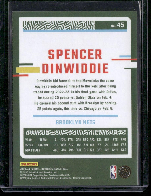 2023-24 Donruss #45 Spencer Dinwiddie