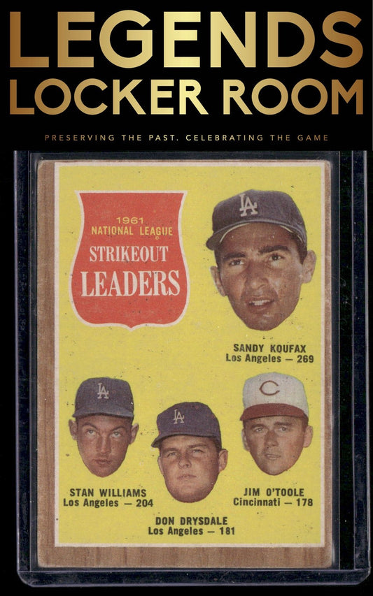 1961 National League Strikeout Leaders Koufax/Williams/Drysdale/O'Toole