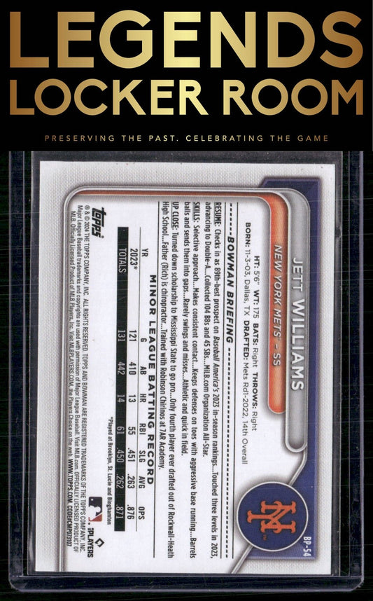 2024 Bowman #BP-54 Jett Williams Prospects