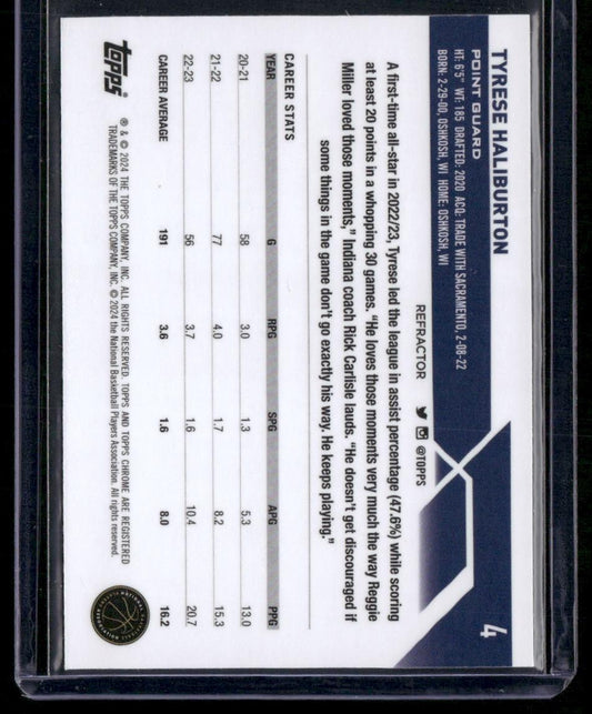 2023-24 Topps Chrome #4 Tyrese Haliburton Refractors
